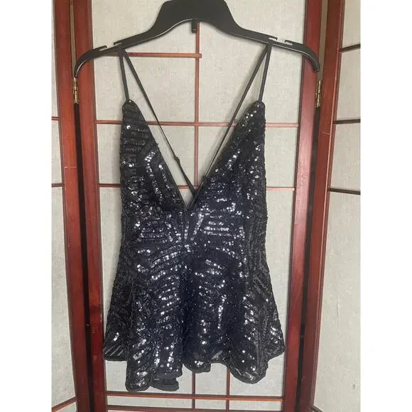 Forever 21 NWT Sequined Peplum Top Size M - Picture 3 of 10